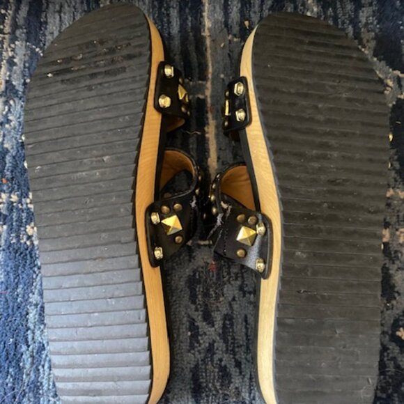HARD TO FIND Flogg Studded Sandals - Wooden sole modern 70's style - Picture 7 of 8
